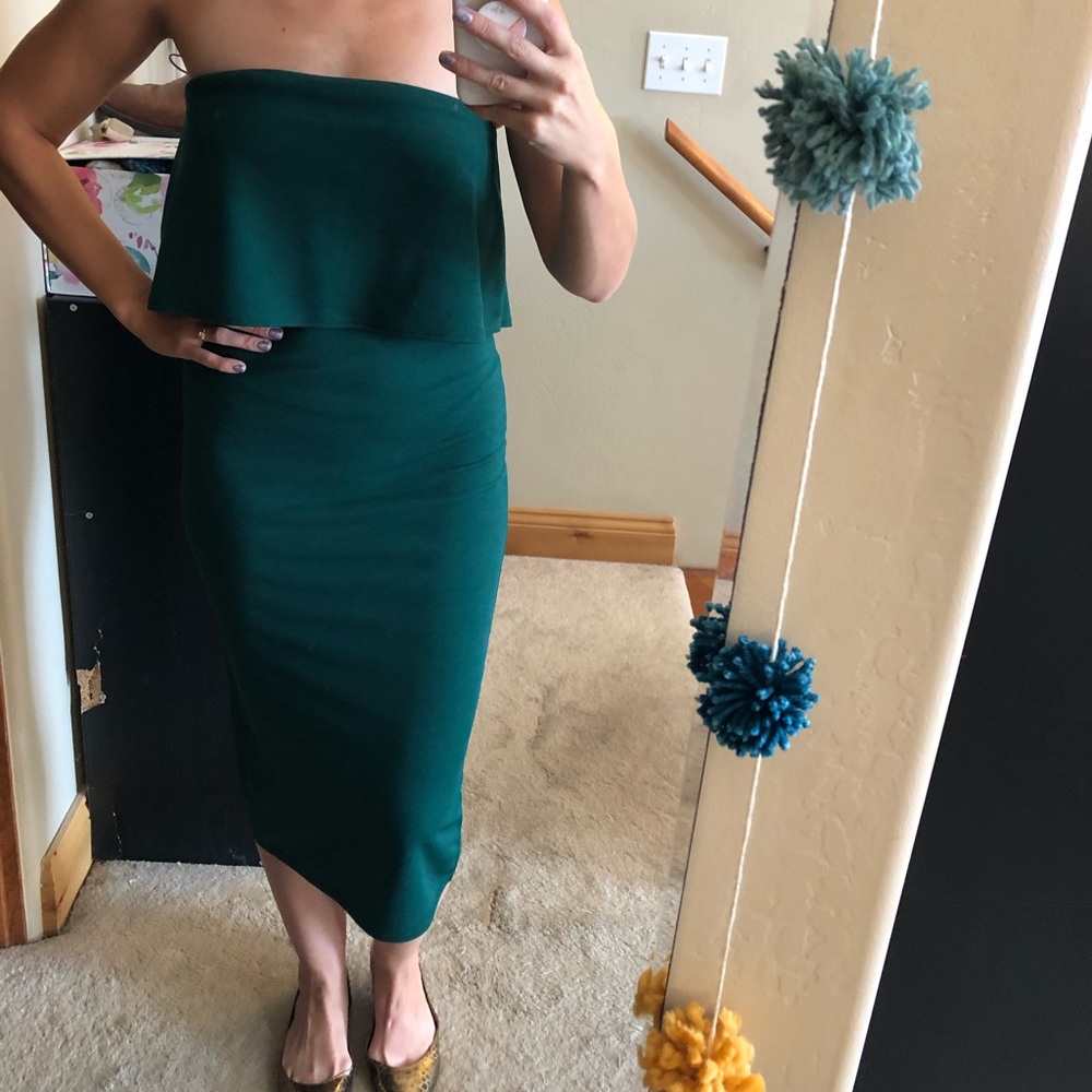 Dark Green Strapless Pencil Dress
